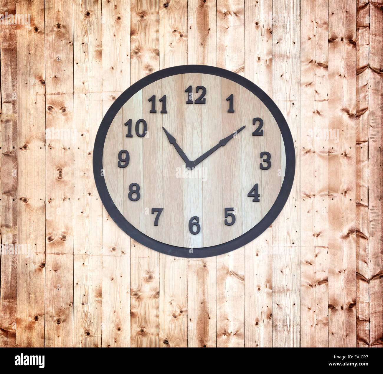 Pine Wall Clock Background texture The beautiful interior Stock Photo