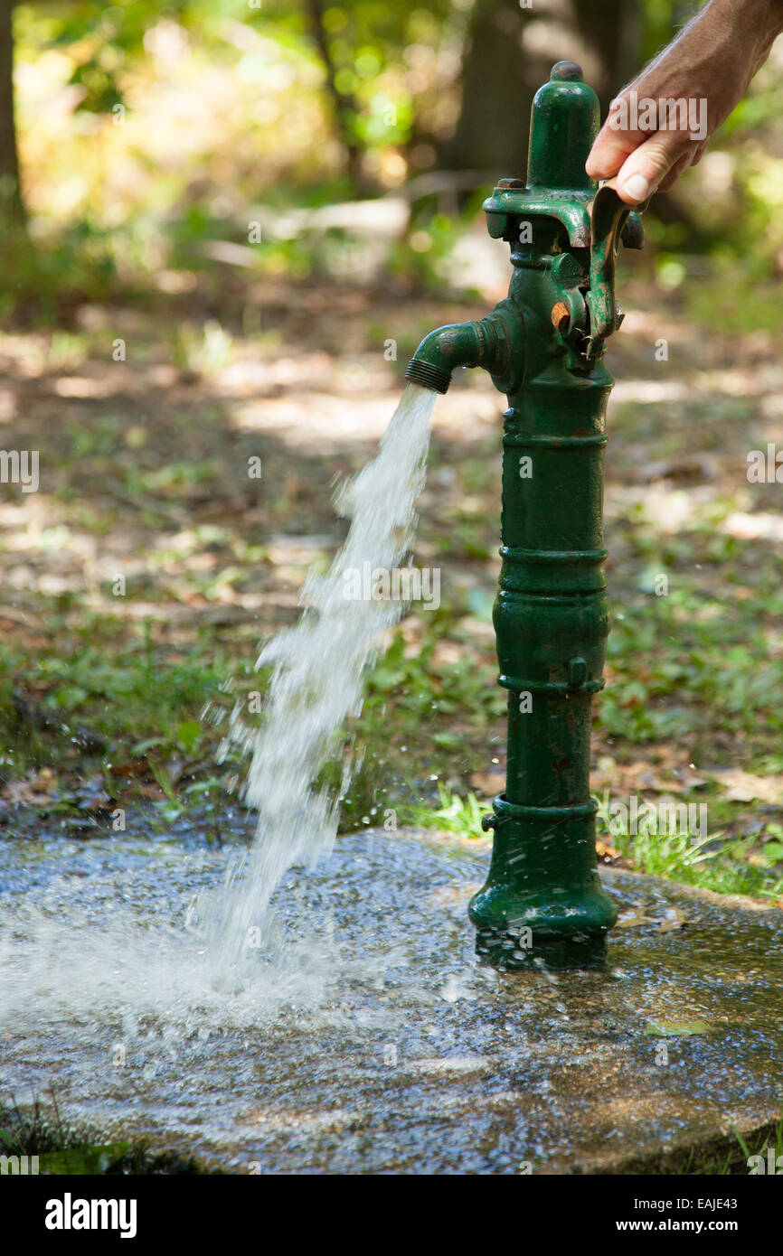 High pressure water spigot in the park. Stock Photo