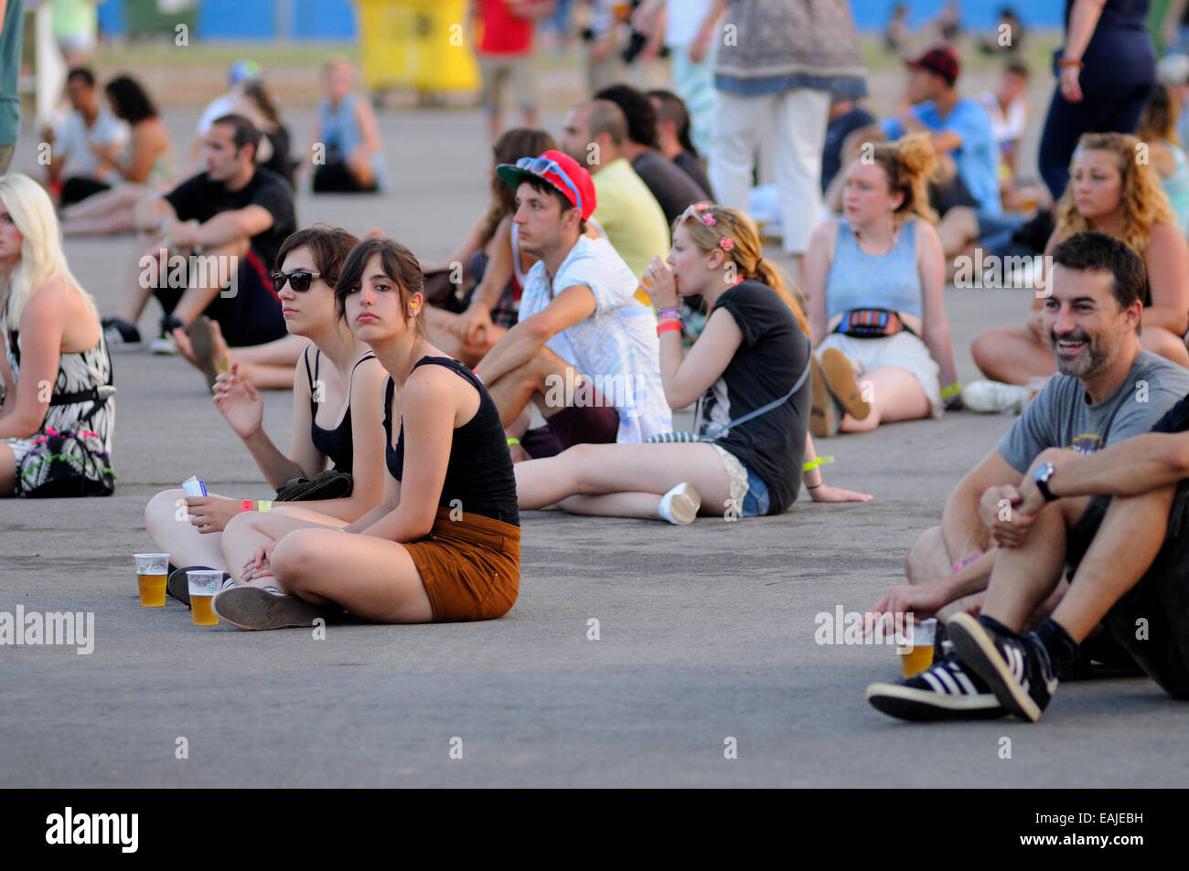 BENICASIM, SPAIN - JULY 18: People (fans) at FIB (Festival Internacional de Benicassim) 2013 Festival. Stock Photo