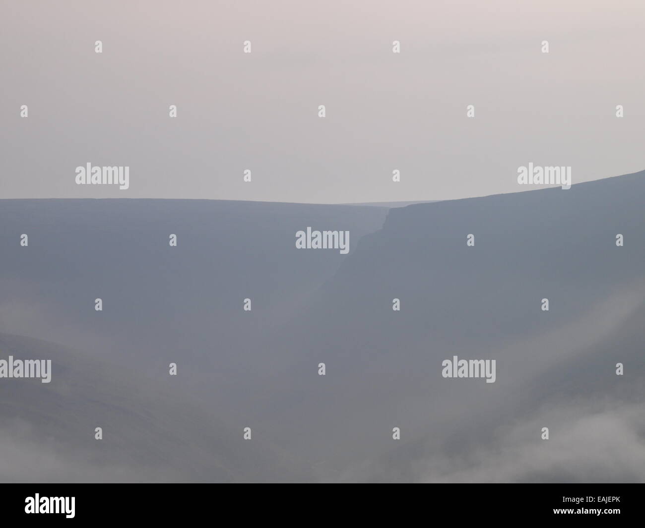 Mist rising in the valley's around Dovestone Reservoir in Saddleworth
