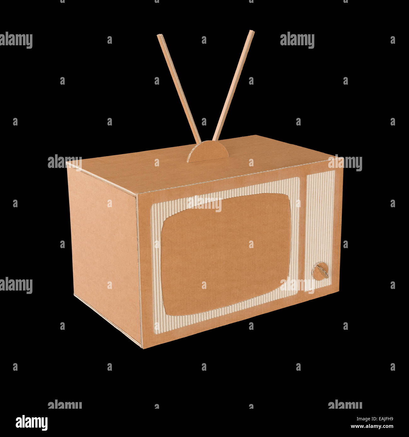 Cardboard tv. Stock Photo