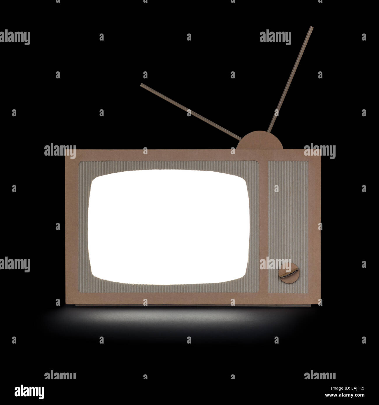 TV made of cardboard, with white isolated screen Stock Photo Alamy