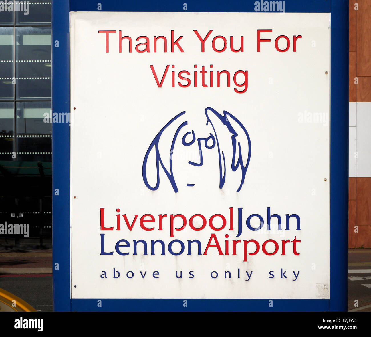 Sign at  Liverpool John Lennon Airport, Liverpool, England, UK Stock Photo