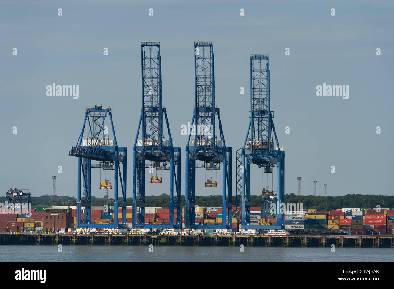 Shipping containers at the Port of Felixstowe in England, UK. Stock Photo