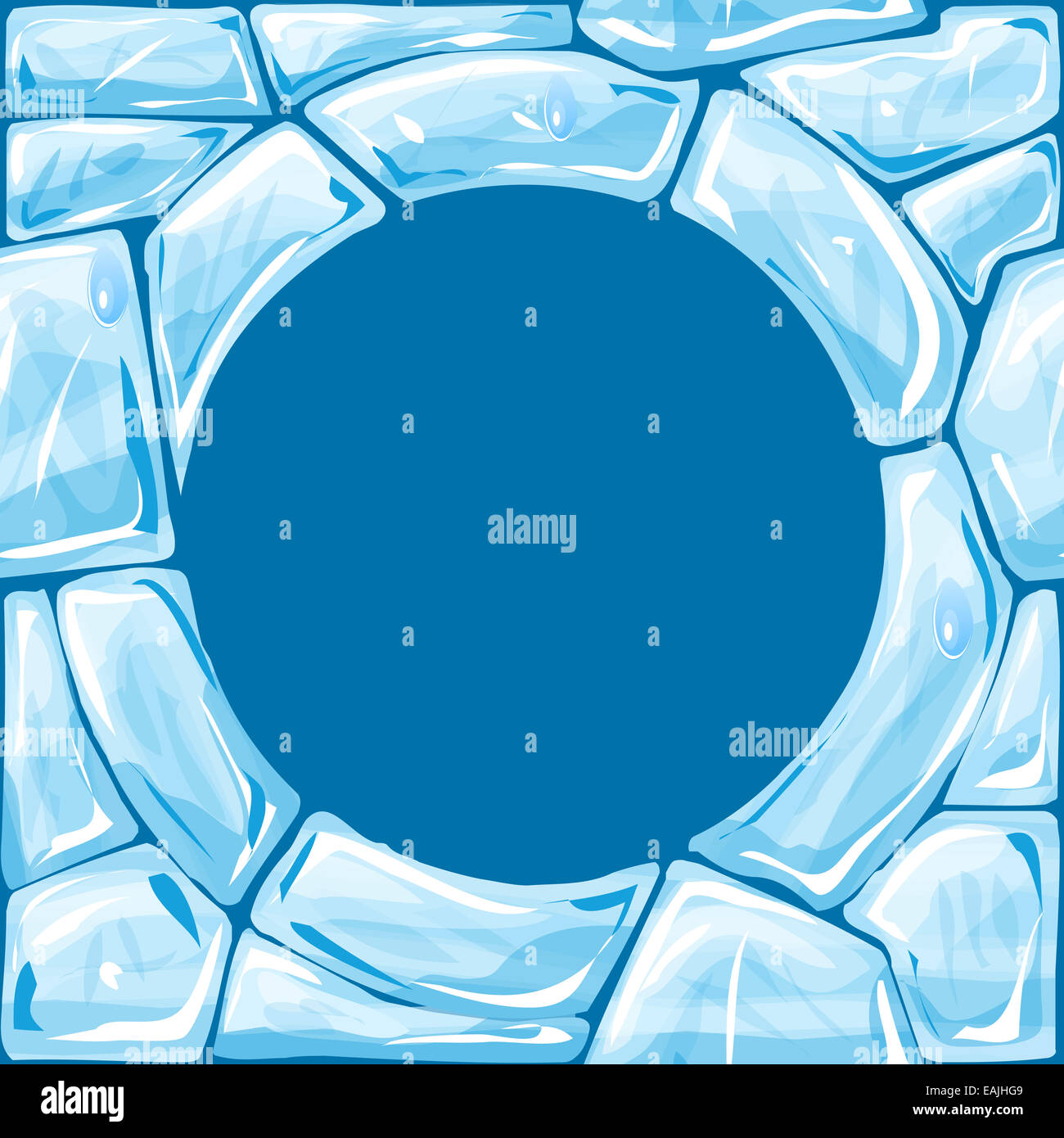 Round frame on blue Ice seamless pattern Stock Photo - Alamy