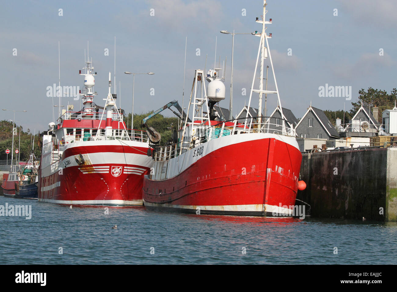 Two red and white fishing boats at Baltimore harbour, west Cork, County Cork Ireland Stock Photo