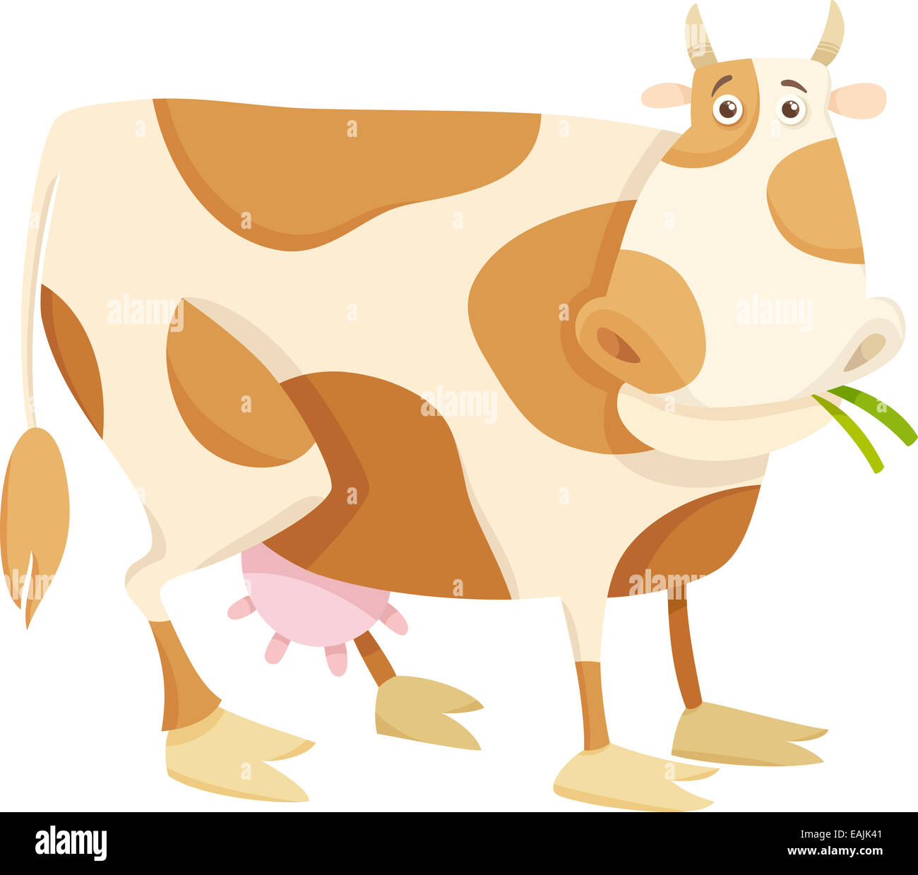 Cartoon Illustration of Funny Cow Farm Animal Stock Photo