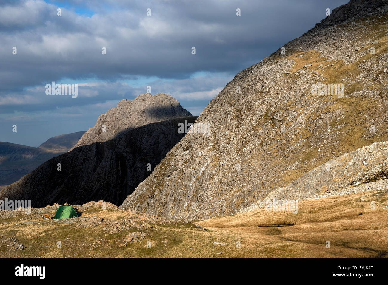 Campsite over Devil's Kitchen, Glyderau, Snowdonia National Park, Wales