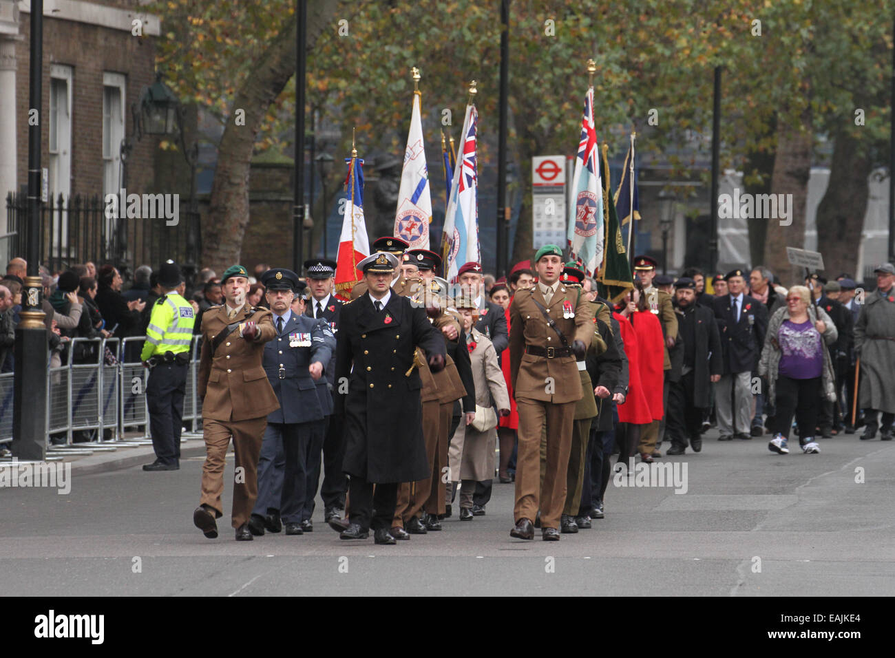 London, UK 16 November 2014. Members of the Jewish community in London attend a Remembrance Parade at the Cenotaph. Whitehall was closed for the ceremony for most of the afternoon. Photo: David Mbiyu/ Alamy Live News Stock Photo