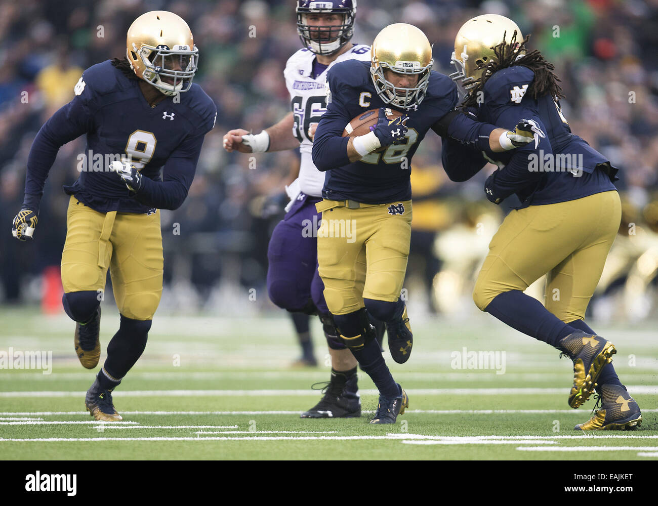 Overtime. 15th Nov, 2014. Notre Dame safety Austin Collinsworth (28