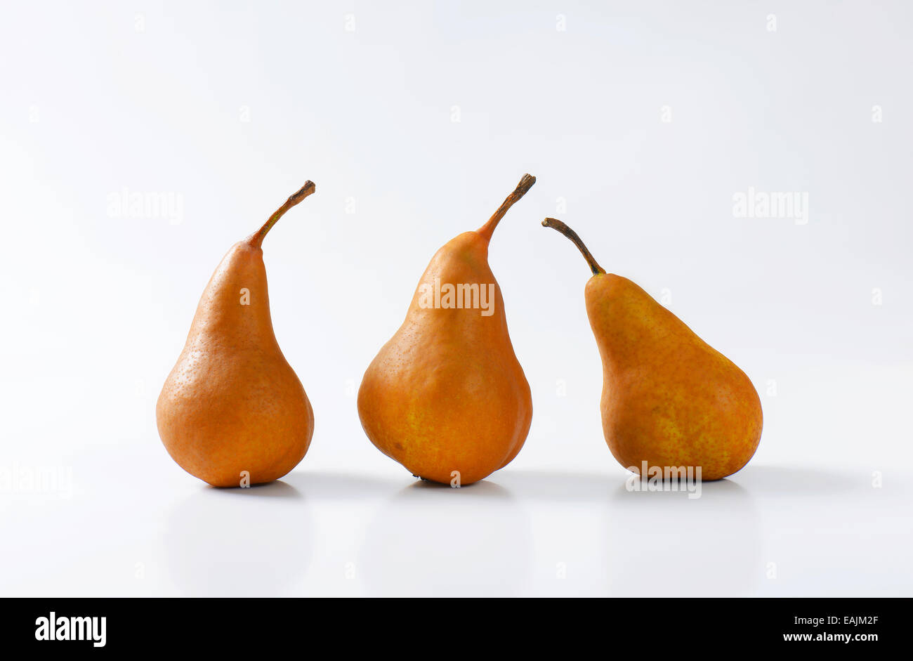 European pears with elongated slender neck and russeted skin Stock Photo