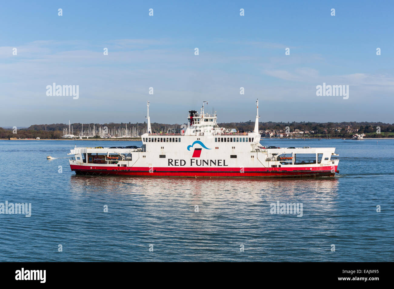 Red Funnel passenger and car ferry 'Red Osprey' underway sailing on the