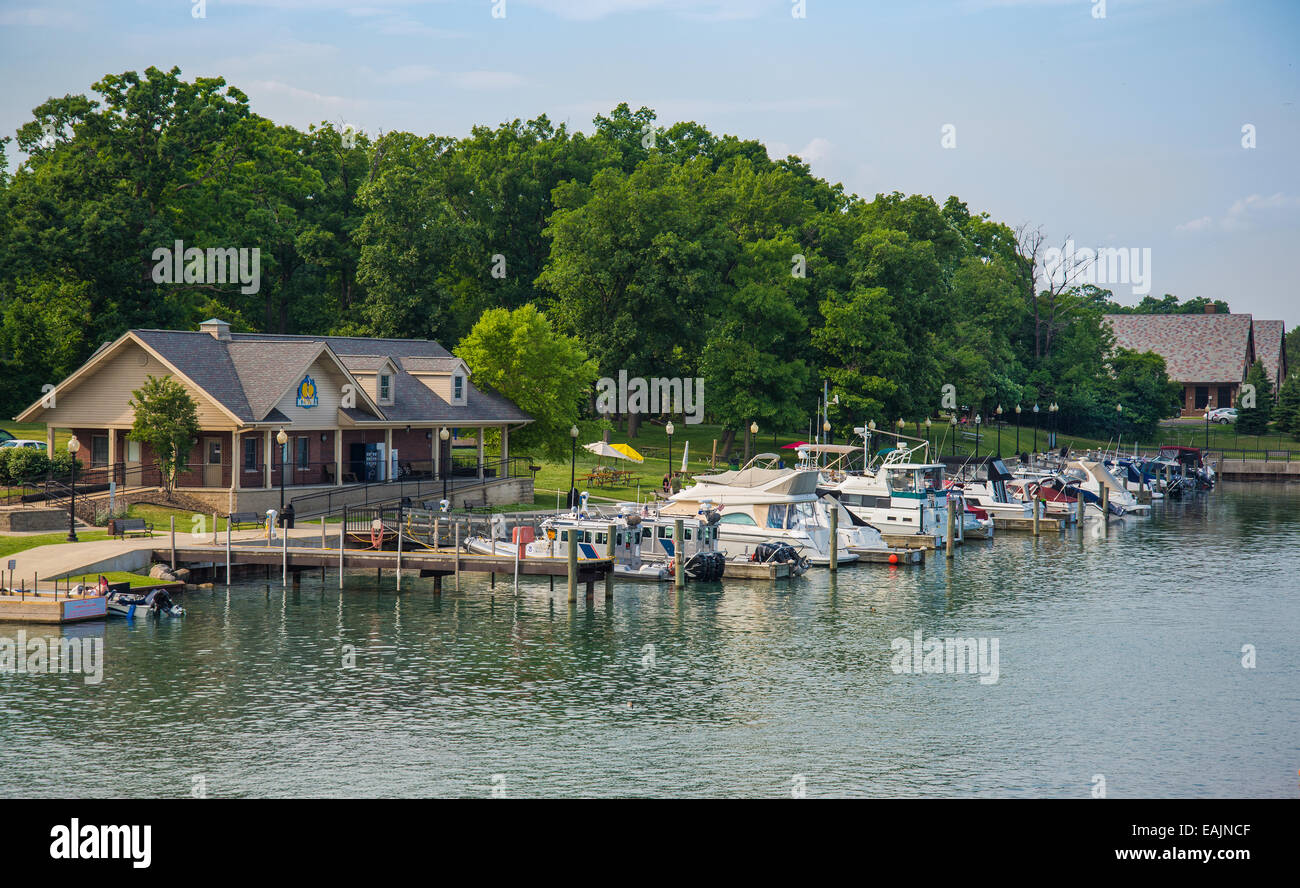 Marina and boat launch at city park in Mi Stock Photo Alamy
