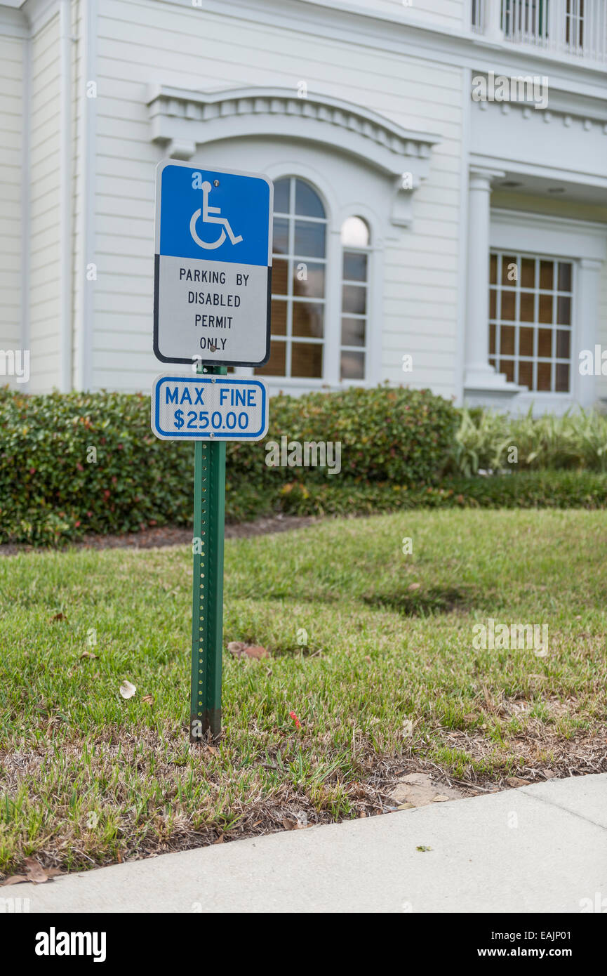 Handicap Handicapped Parking Disabled Permit Sign Max Fine 250.00 Sign