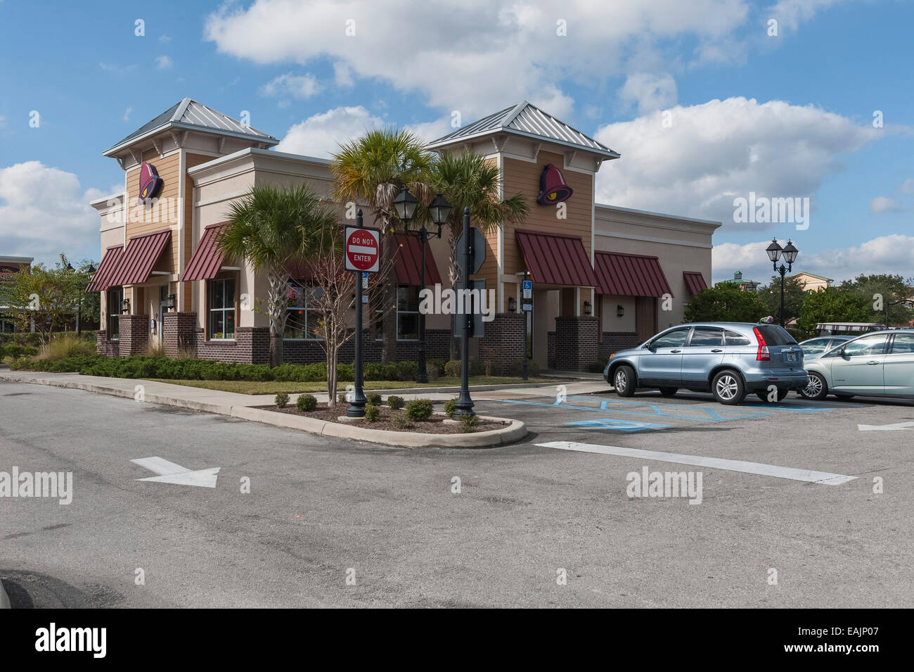 Taco Bell Restaurant Storefront Building located in The Villages central Florida USA Stock Photo