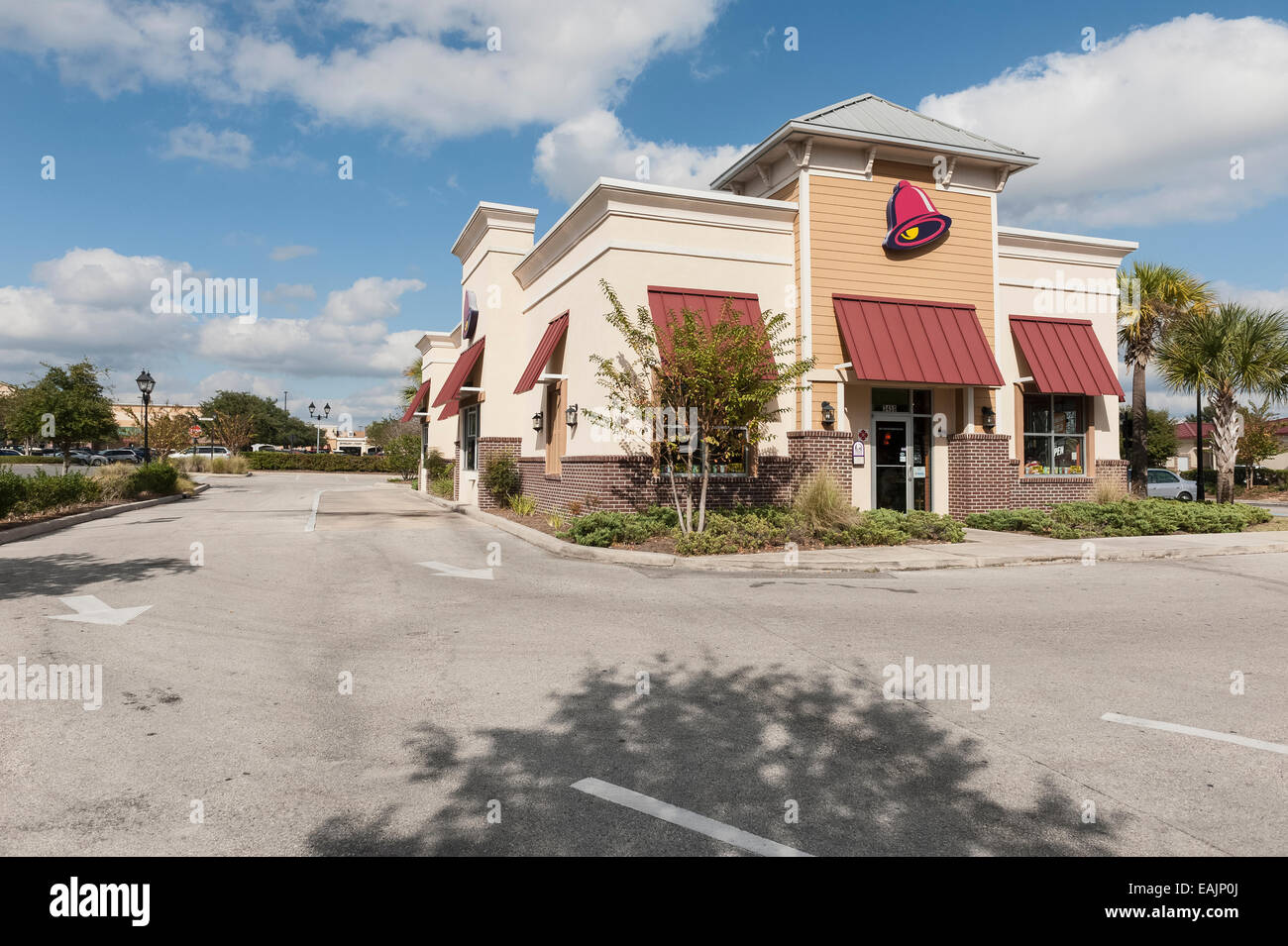 Taco Bell Restaurant Storefront Building located in The Villages central Florida USA Stock Photo