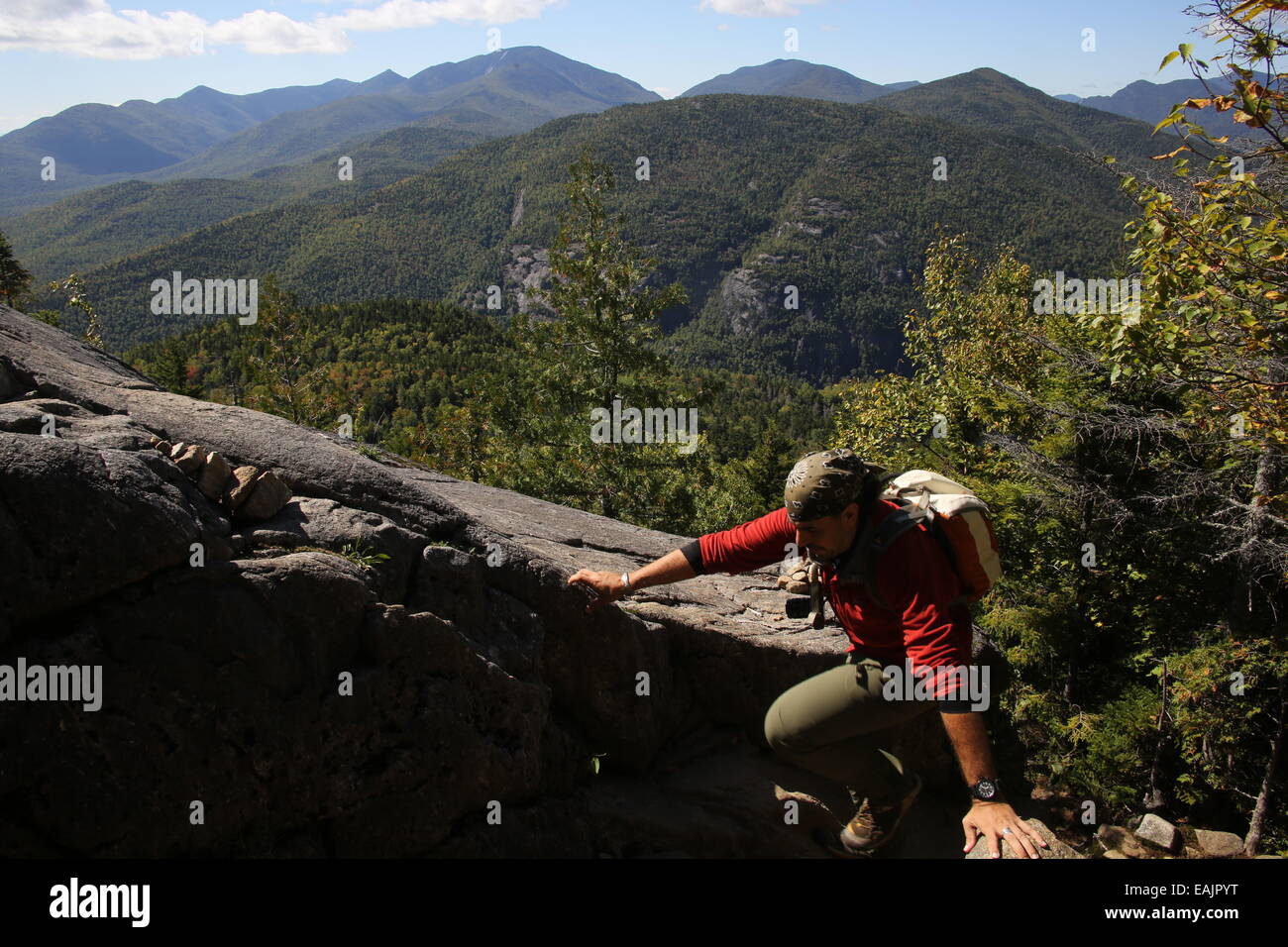 hiking up Giant mountain in keene, new york photo by jen lombardo Stock
