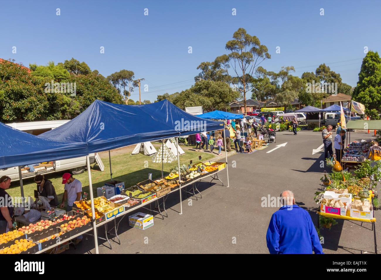 Elevated view of country market Stock Photo