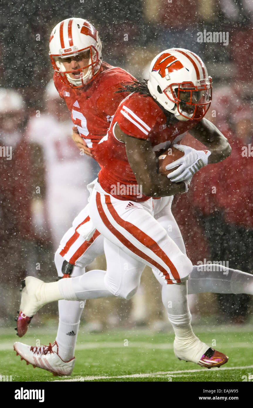 November 15, 2014: Nebraska Cornhuskers running back Ameer Abdullah #8  during the NCAA Football game between the Nebraska Cornhuskers and the  Wisconsin Badgers at Camp Randall Stadium in Madison, WI. Wisconsin defeated