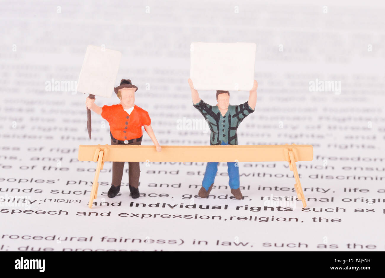 Tiny persons demonstrating for their rights - Individual rights Stock ...