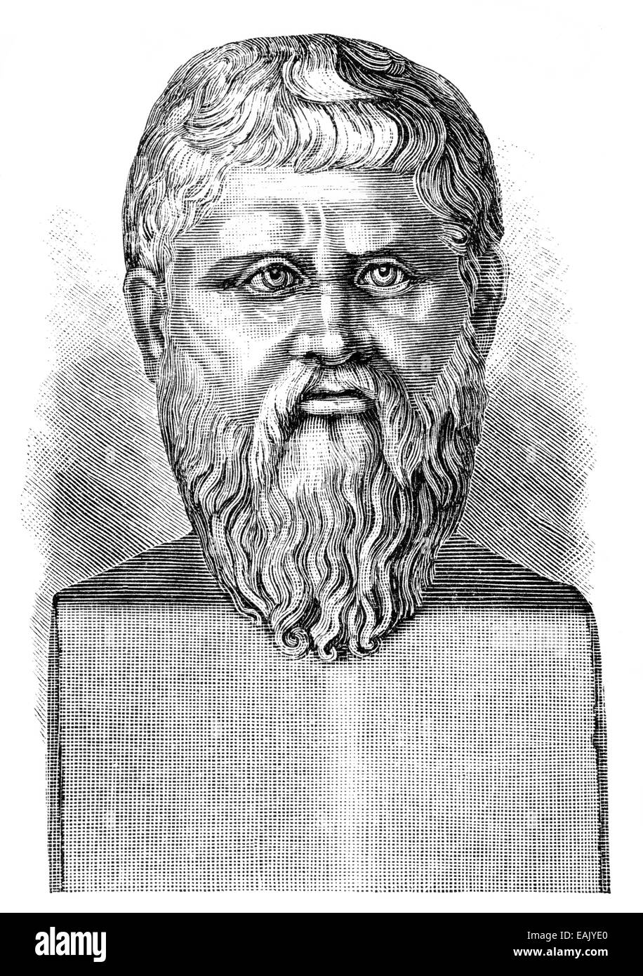 bust of Platon or Plato, 428 BC - 348 BC, an ancient Greek philosopher, Büste von Platon oder Plato, 428 v. Chr. - 348 v. Chr., Stock Photo