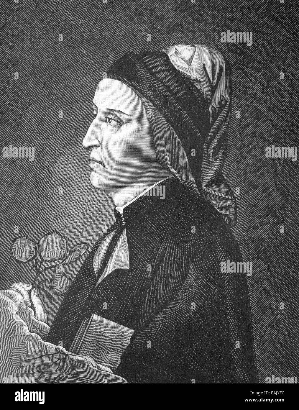 Dante Alighieri, 1265 - 1321, an Italian poet and philosopher, Dante Alighieri, 1265 - 1321, ein italienischer Dichter und Philo Stock Photo