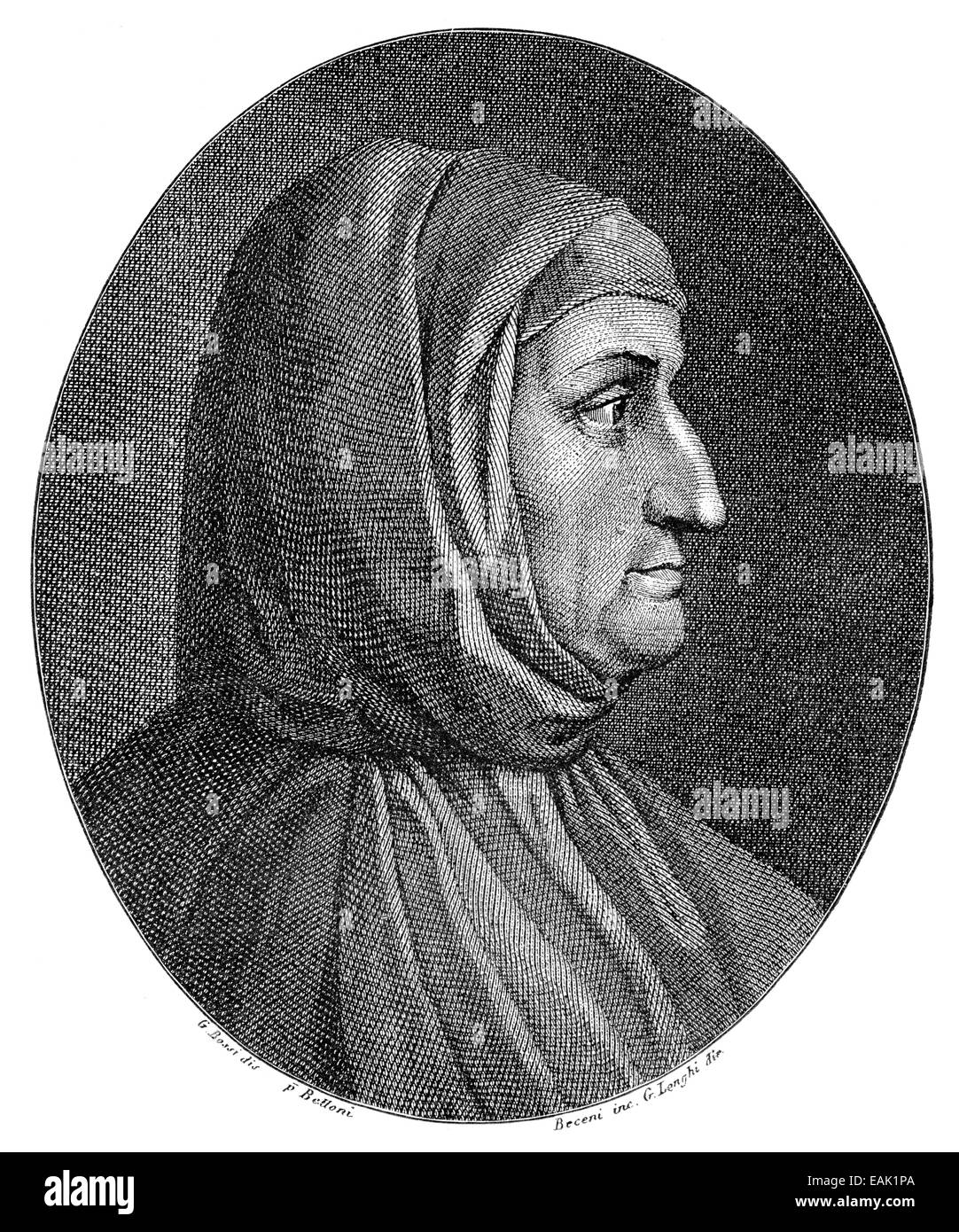 Francesco Petrarca or Petrarch, 1304 - 1374, an Italian poet and historian, Francesco Petrarca oder Petrarch, 1304 - 1374, ein i Stock Photo