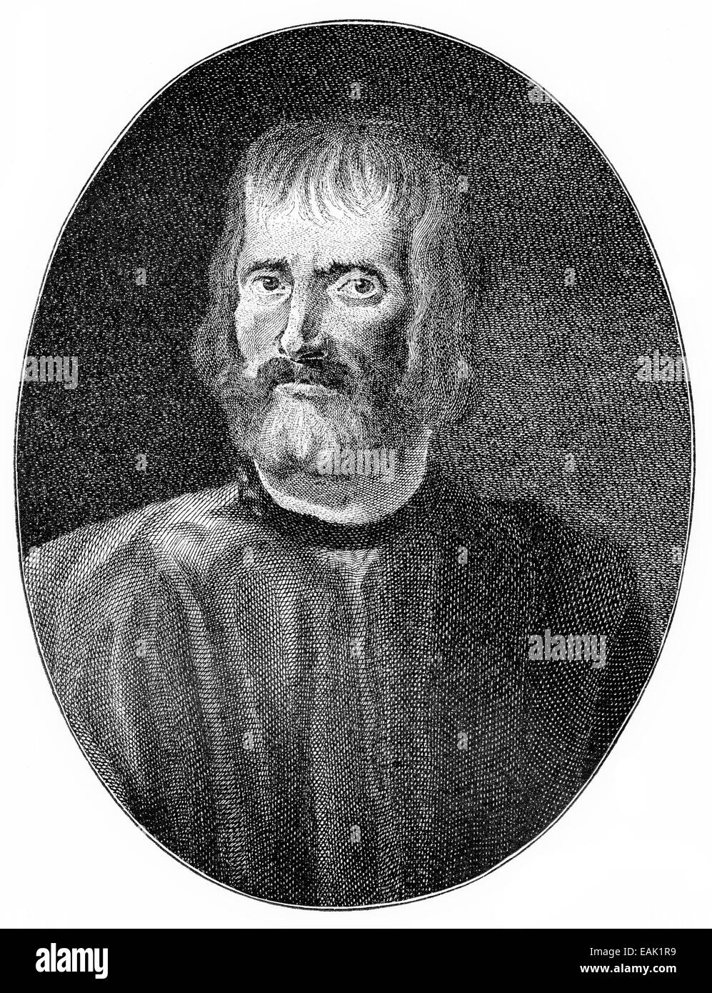 Historische Druck aus dem 19. Jahrhundert, Portrait von Pietro Aretino, 1492 - 1556, ein italienischer Schriftsteller und Dichte Stock Photo