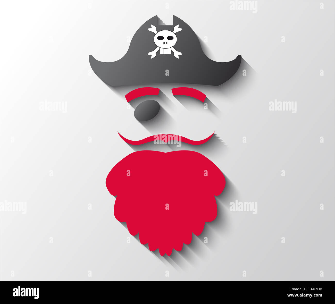 Illustration of pirate with red beard and black hat Stock Photo