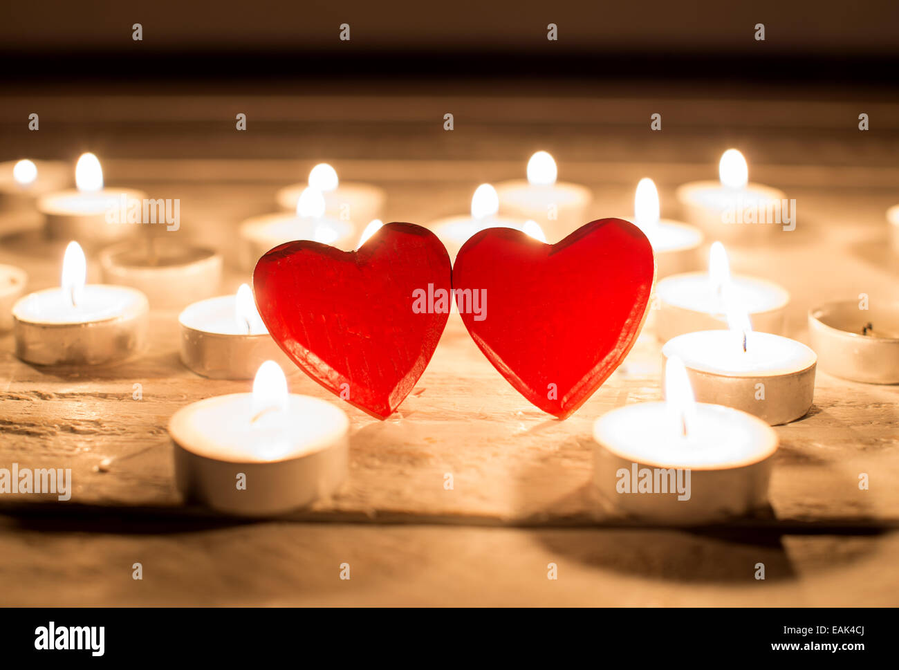 heart shaped candles Stock Photo by OxanaDenezhkina