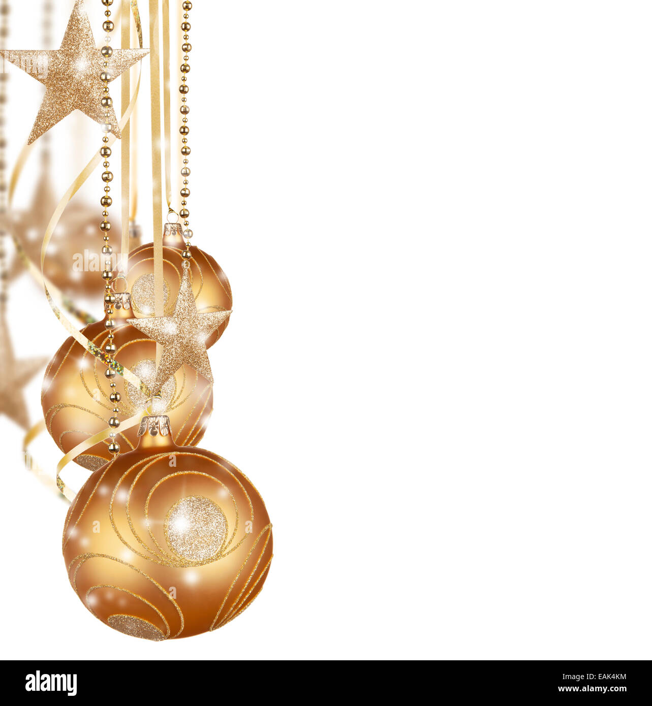 Golden christmas balls isolated on white background Stock Photo - Alamy