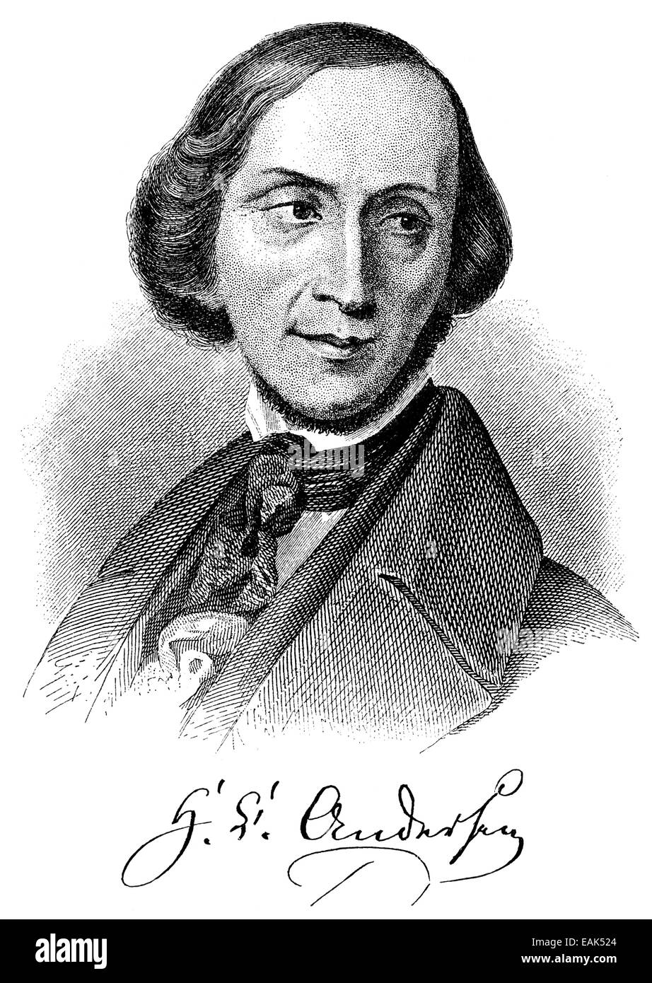 Hans Christian Andersen, 1805 - 1875, a Danish poet and writer, Portait von Hans Christian Andersen, 1805 - 1875, ein dänischer Stock Photo