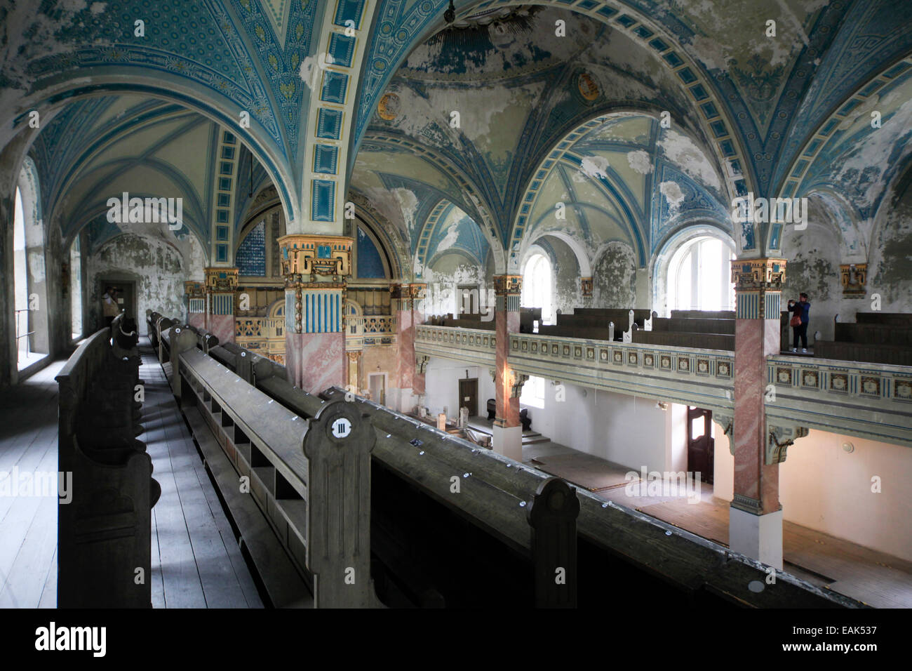 Interior of an abandoned synagogue built in 1927. Lucenec, Slovakia Stock Photo