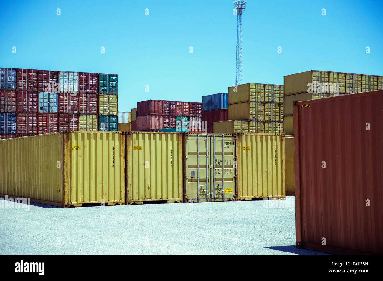 Stacks of cargo containers Stock Photo