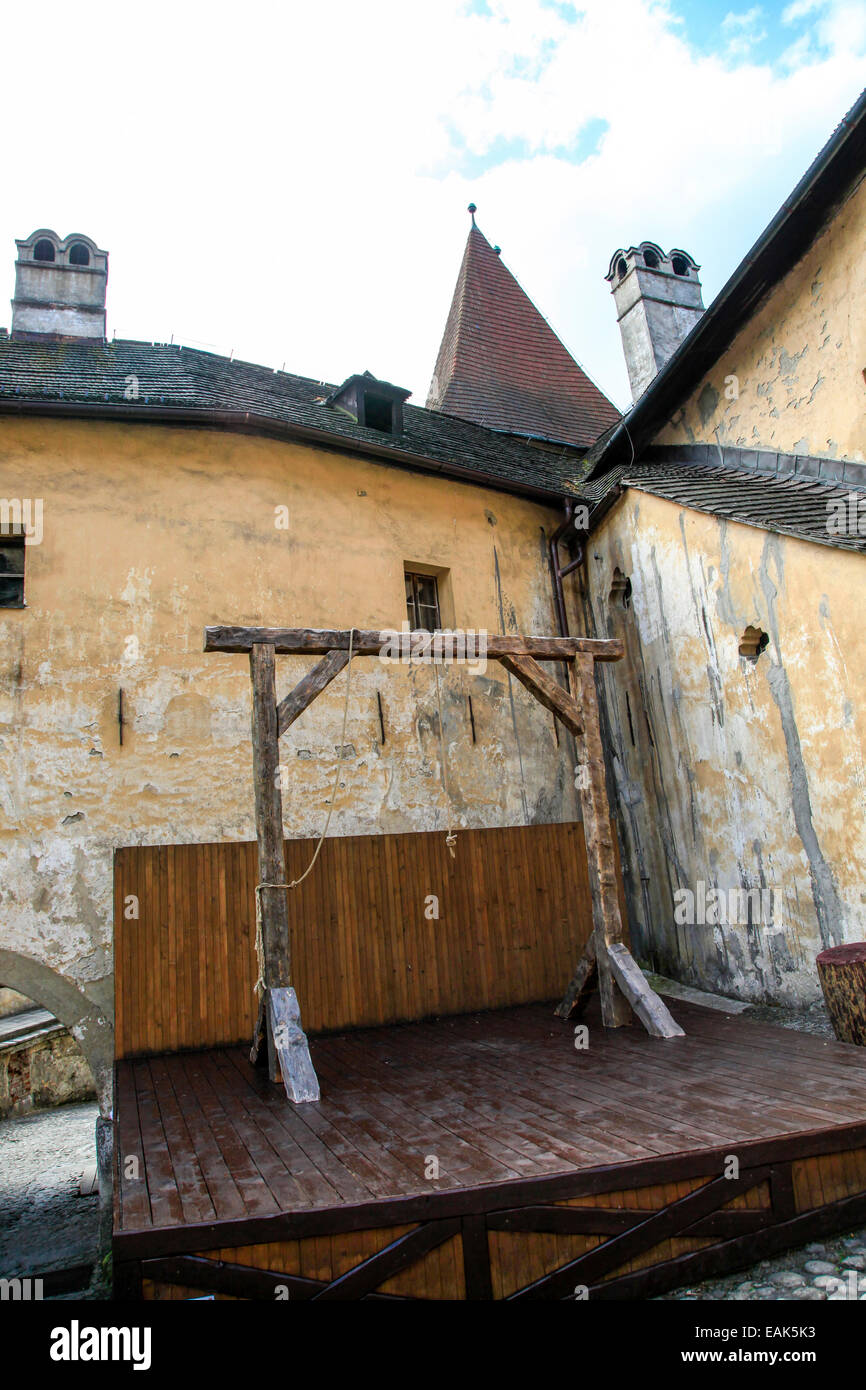 Gallows, Orava Castle, Oravský Podzámok, Slovakia. Stock Photo
