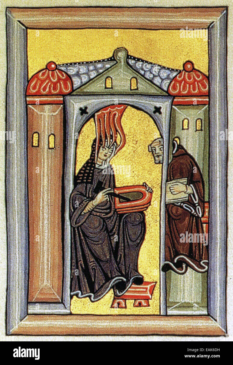 SAINT HILDEGARD OF BINGEN (1098-1179) German mystic and polymath shown in the Liber Scivias Stock Photo