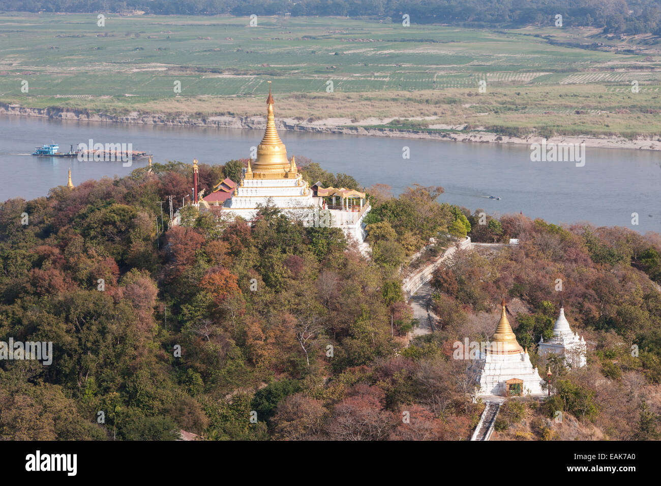 Sagaing Hill,pagodas stupas and temples,near Mandalay,Burma,Myanmar, South East Asia, Asia, Stock Photo