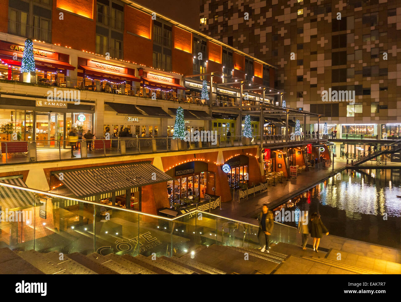 The Mailbox bars and restaurants at night Birmingham West Midlands
