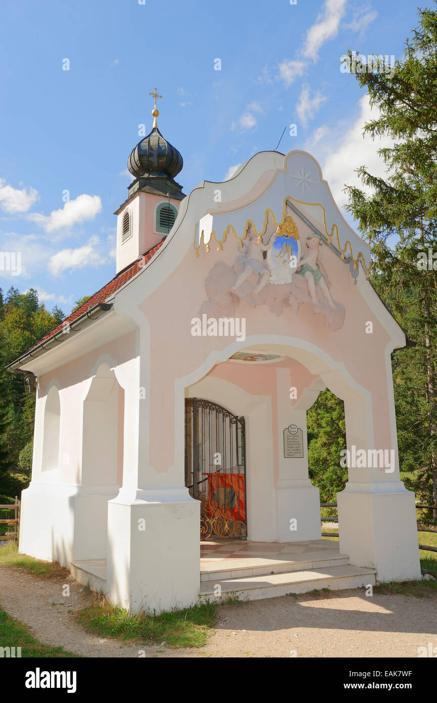 Chapel of Mary Queen, near Mittenwald, Werdenfelser Land, Upper Bavaria, Bavaria, Germany Stock Photo