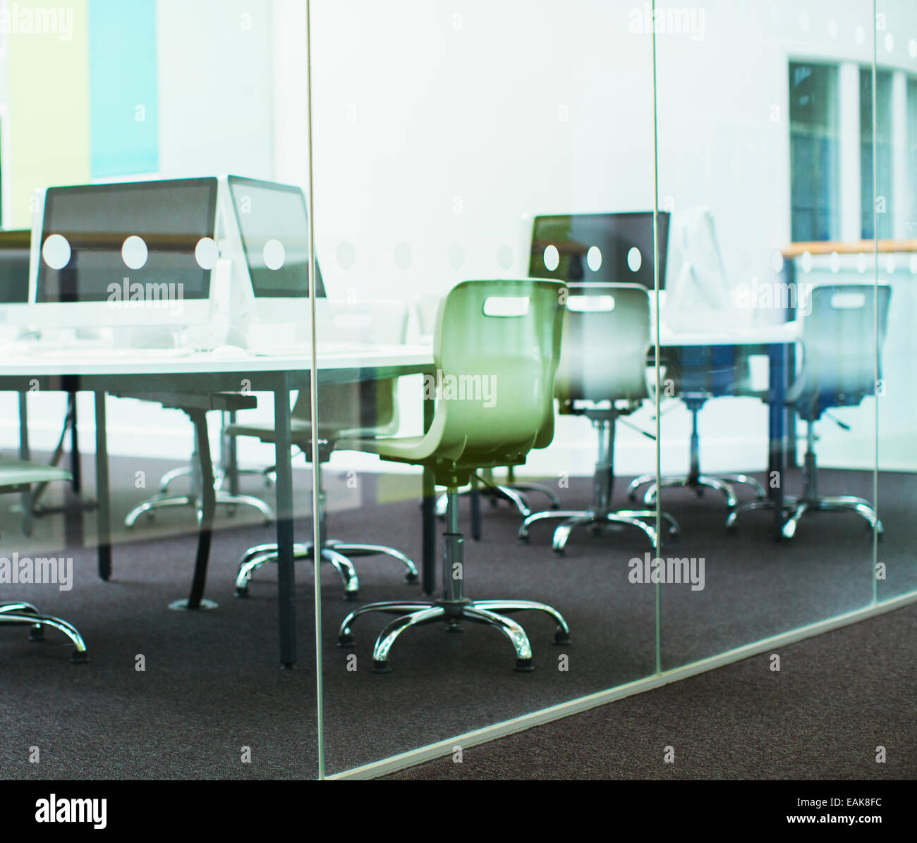 Empty classroom with modern glass walls Stock Photo