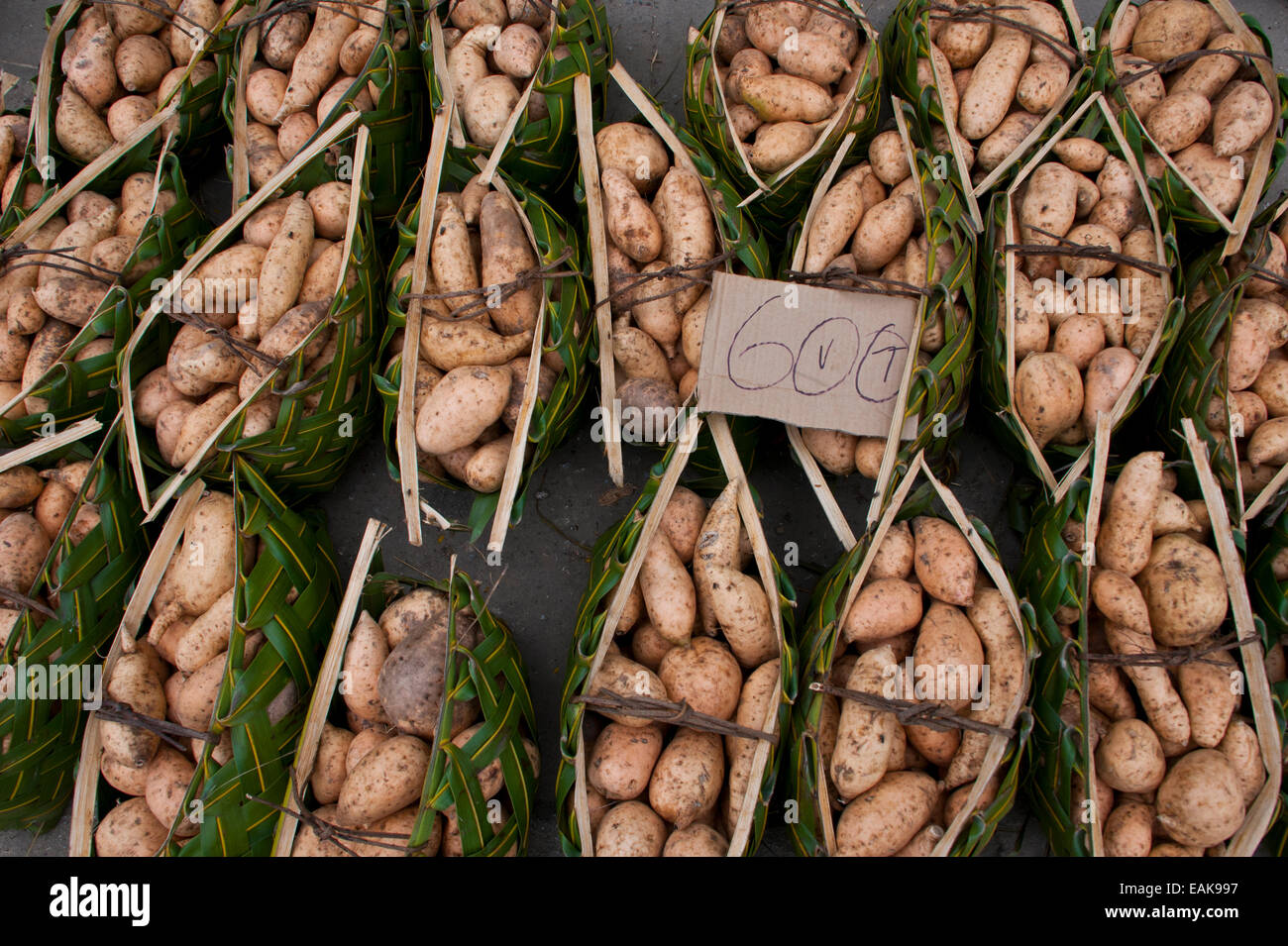 Potatoes for sale at the market, Efate Island, Shefa Province, Vanuatu Stock Photo