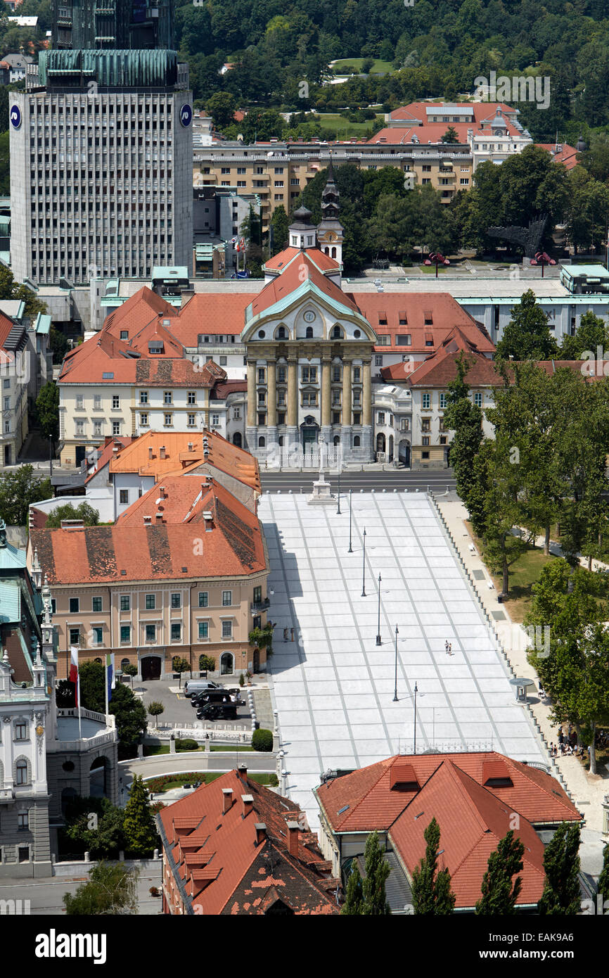 Ursuline Church of the Holy Trinity, Congress Square, Ljubljana, Slovenia Stock Photo