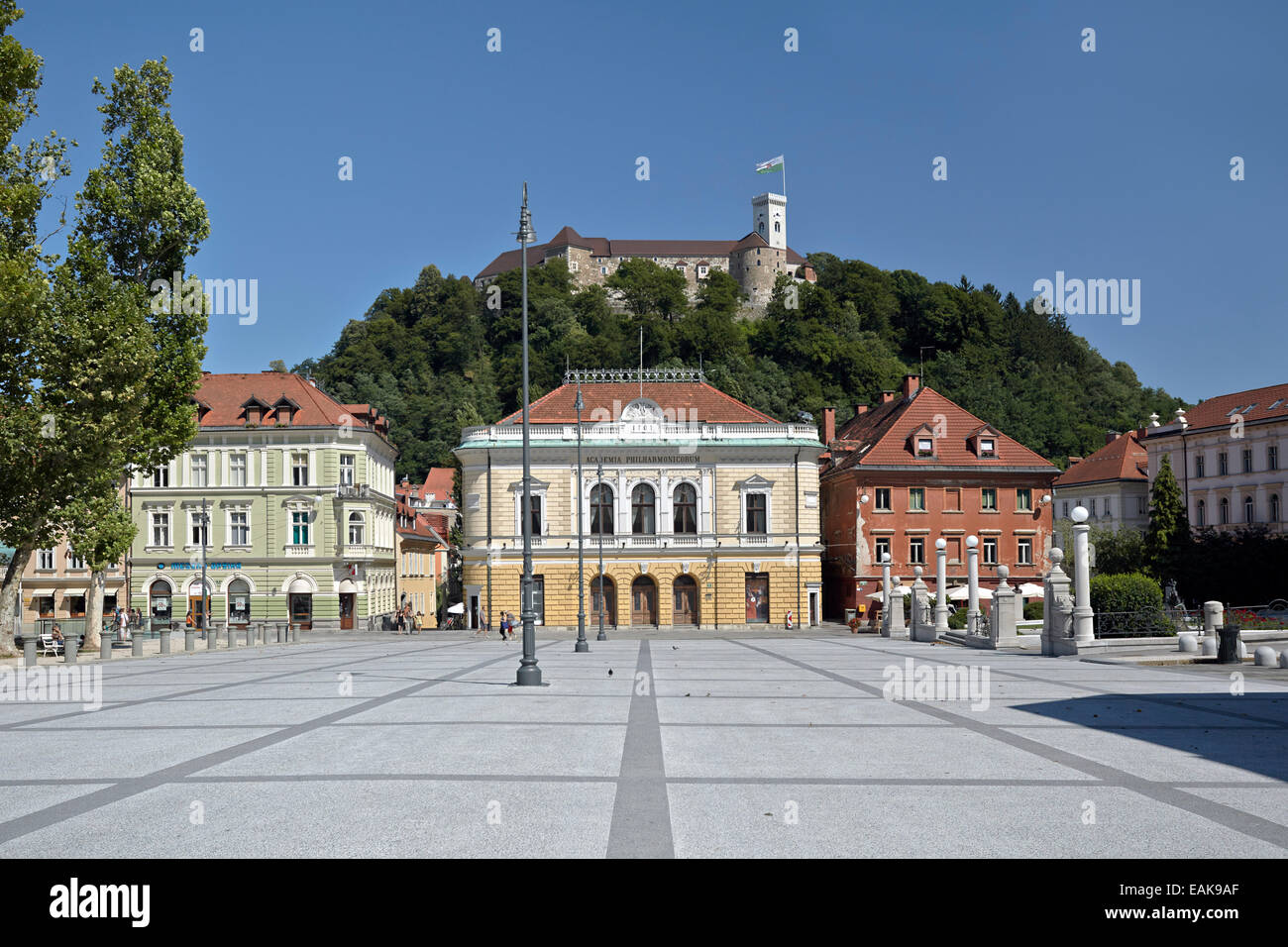 Academia Philharmonicorum, Congress Square, Ljubljana, Slovenia Stock Photo