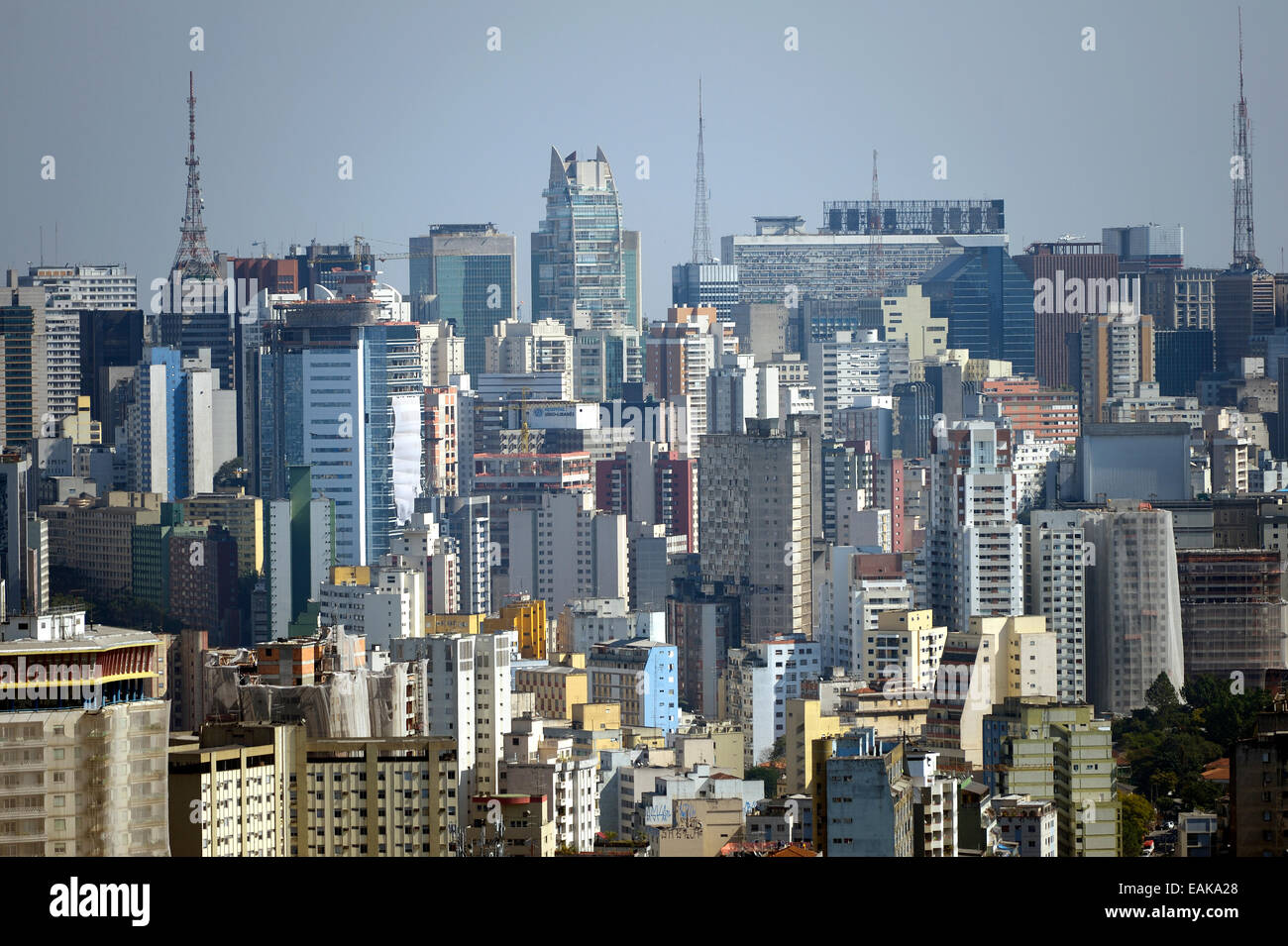 Skyscrapers, sea of houses, São Paulo, São Paulo, Brazil Stock Photo