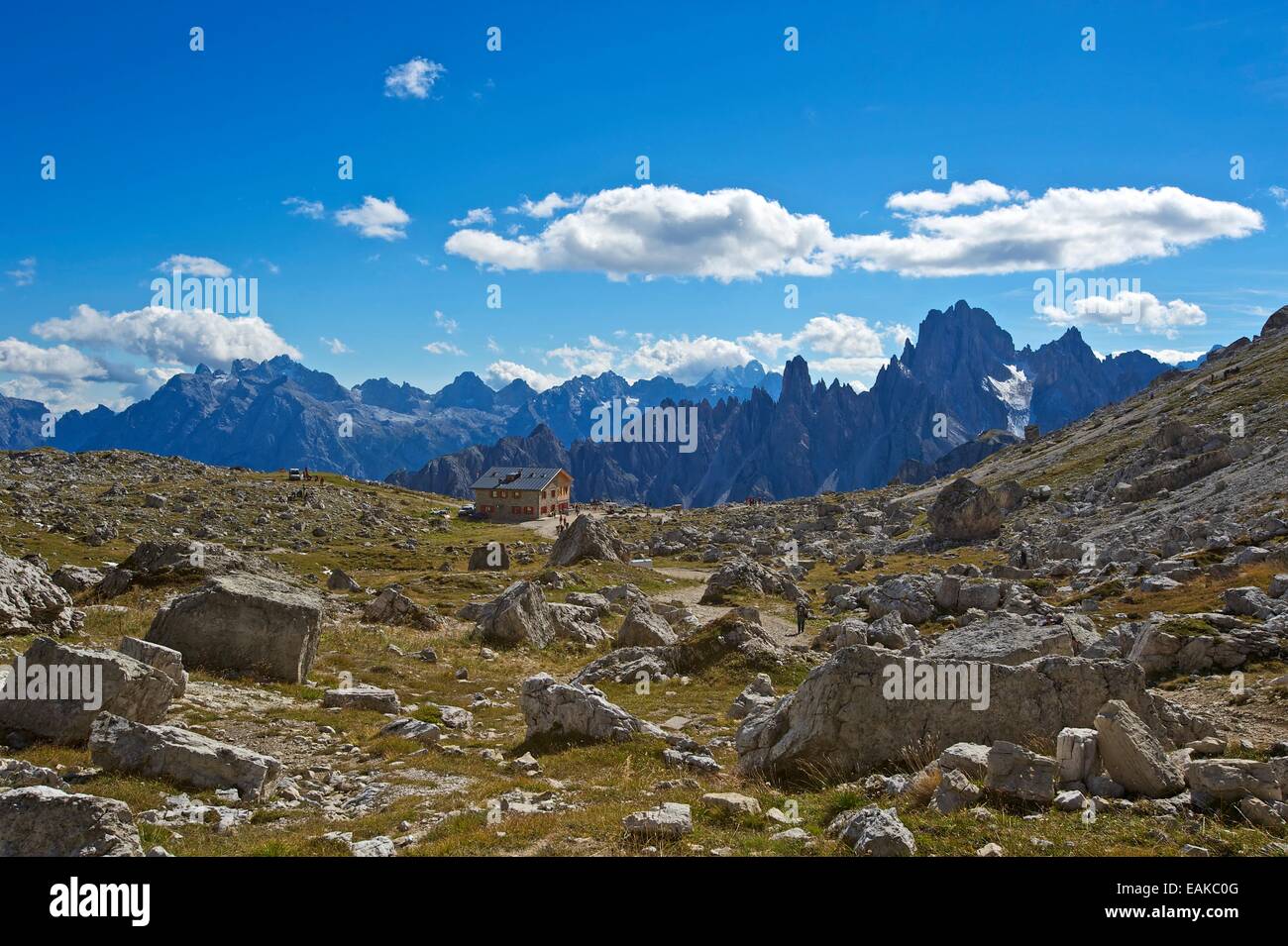 Lavaredo Alpine hut, Sextner Dolomiten, South Tyrol province, Trentino-Alto Adige, Italy Stock Photo