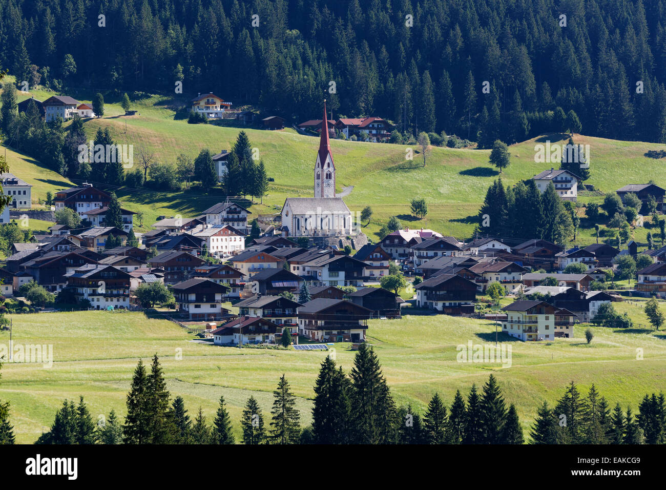 Village of St. Lorenzen, Sankt Lorenzen, Lesachtal, Hermagor District, Carinthia, Austria Stock Photo