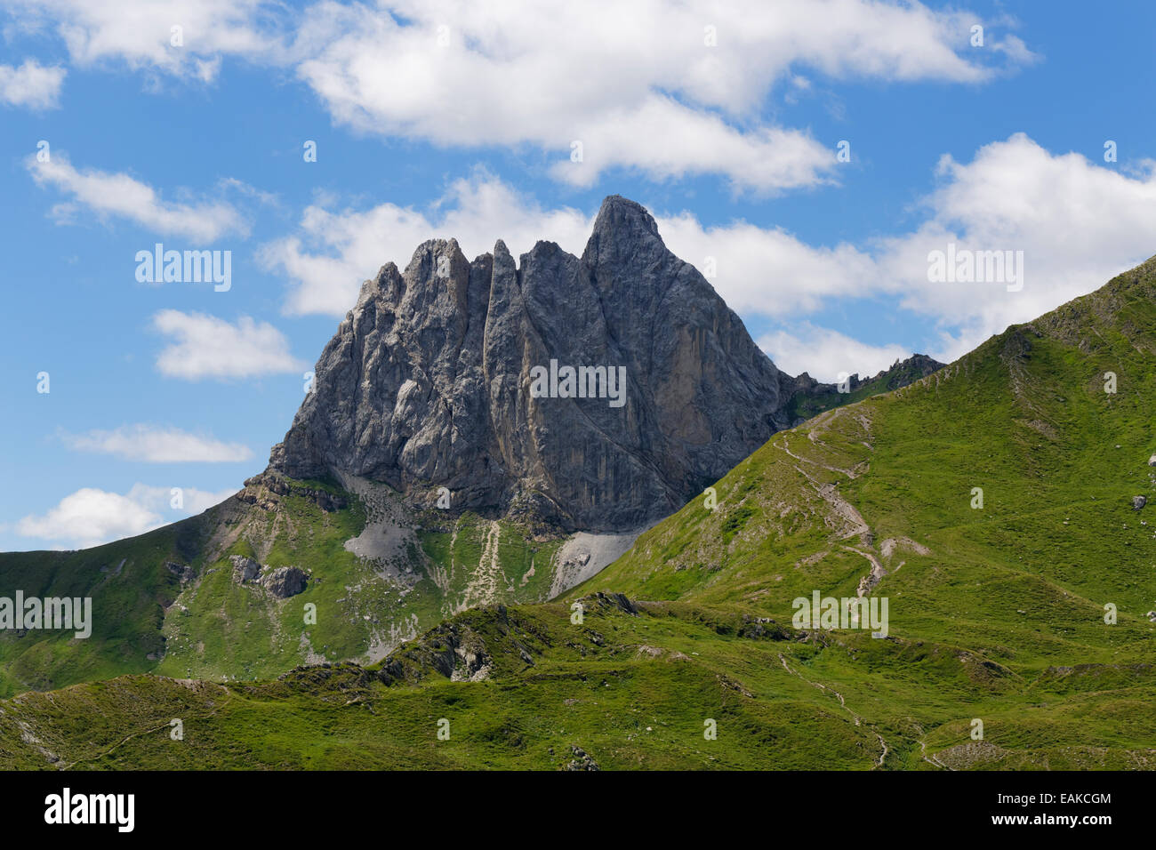 Oefner Joch pass and Hochweissstein Mountain or Monte Peralba in Friaul, Giogo Veranis, Carnic Alps, Lesachtal Stock Photo
