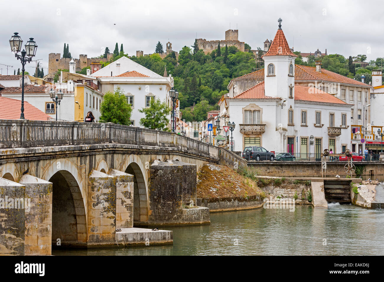 Renaissance bridge of Ponte Velha over the Nabão River, Tomar, Santarém District, Portugal Stock Photo