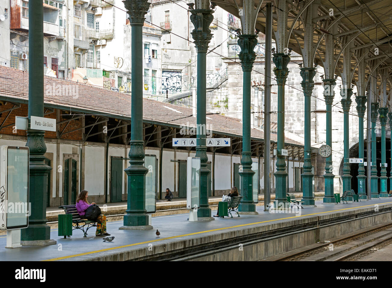 Sao Bento Railway Station, Porto, District of Porto, Portugal Stock Photo