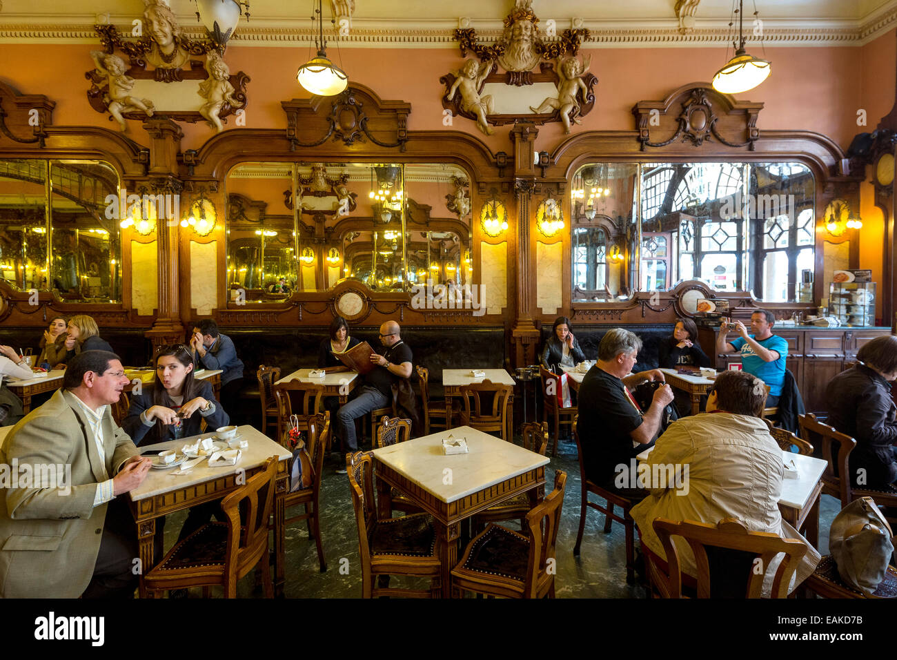 Café Majestic, Art Nouveau cafe, Porto, District of Porto, Portugal Stock Photo